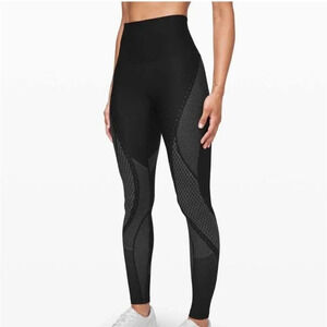 Lululemon Athletica Mapped Out High-Rise Tight Black Florid Flash Leggings Sz 10